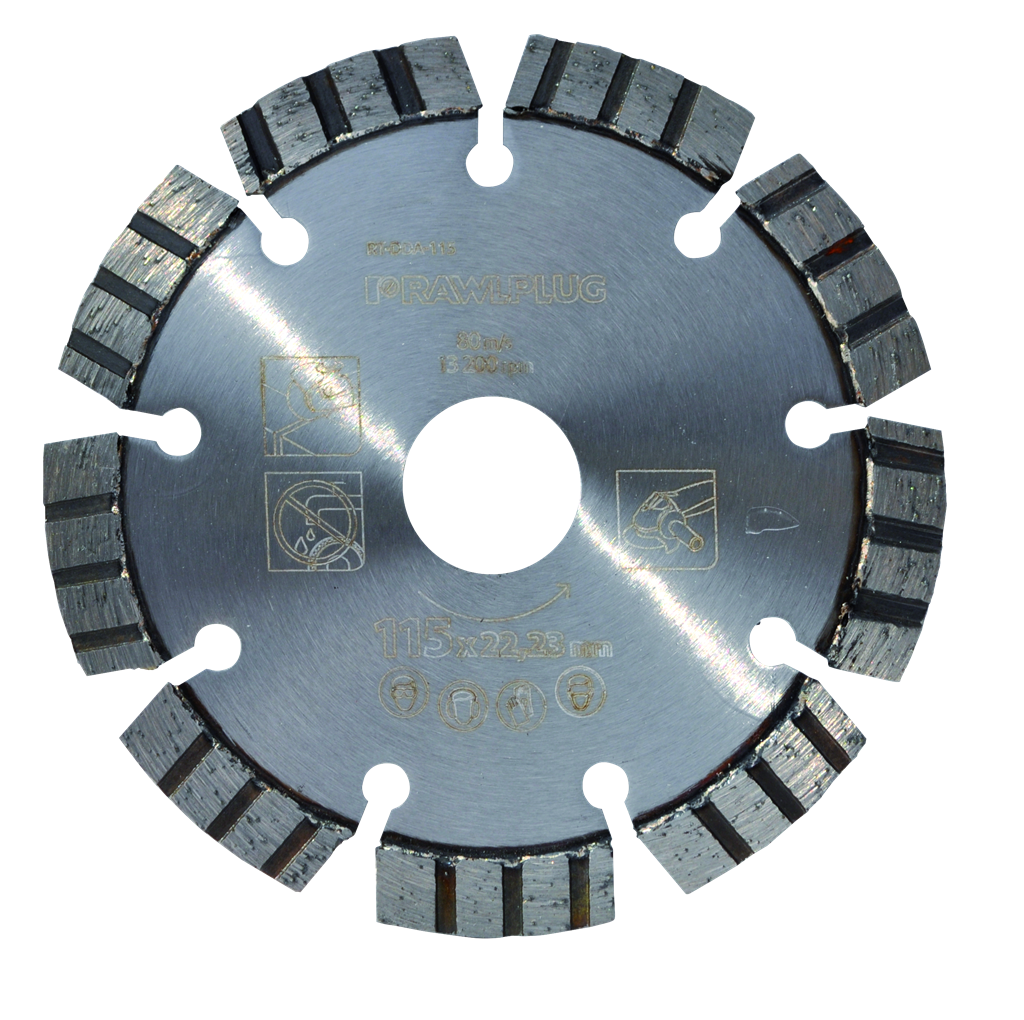 Disco diamantato turbo per cemento armato e materiali duri 115x22,23 mm